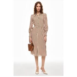 LK Bennett London Emelia Shirt Dress Long Sleeve Button Front Midi Size 6